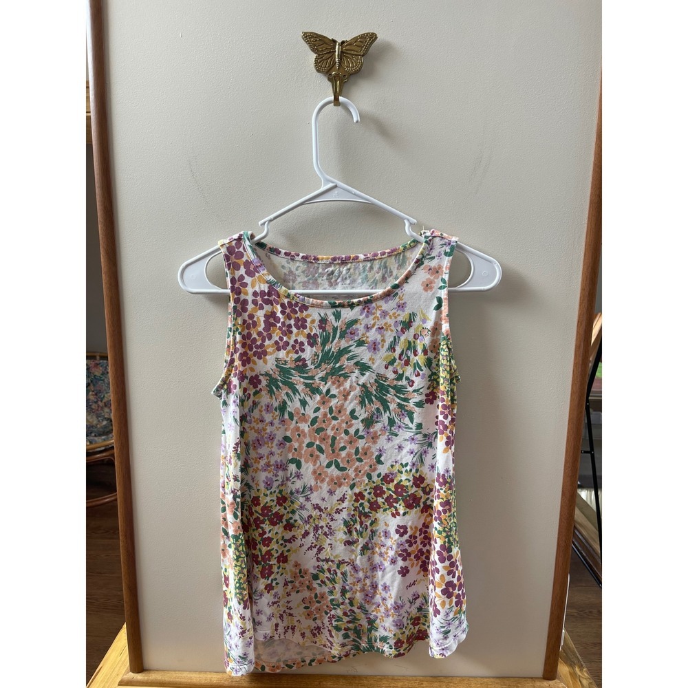 Maurices 24/7 Womens Small Floral Tank Top Sleeveless Multicolor Stretch